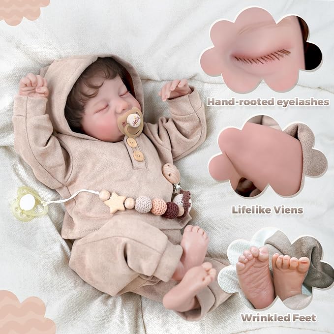 BABESIDE Lifelike Reborn Baby Dolls Boy - 17-Inch Soft Realistic-Newborn Baby Dolls Full Body Vinyl Anatomically Correct Real Life Baby Dolls with Toy Accessories for Kids Age 3 4 5 6 7 +
