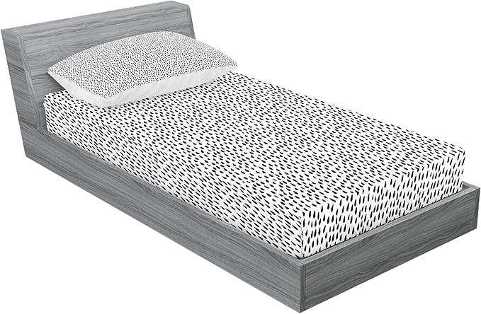 Ambesonne Rain Fitted Sheet & Pillow Sham Set, Monochrome Style Pattern with Water Raindrop Silhouettes Digital Image Print, Decorative Printed 2 Piece Bedding Decor Set, Twinxl, Charcoal White