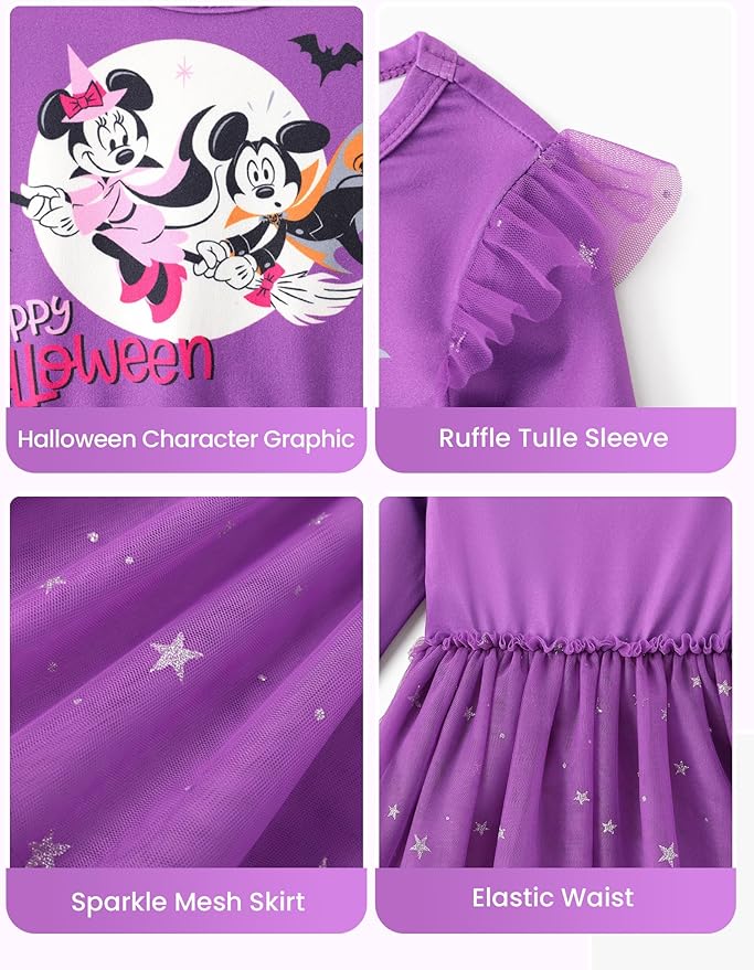 Disney Princess Frozen Minnie Mouse Dress Girls Sparkle Ruffle Tulle Tutu Birthday Party Fall Outfits Clothes Baby to Toddler