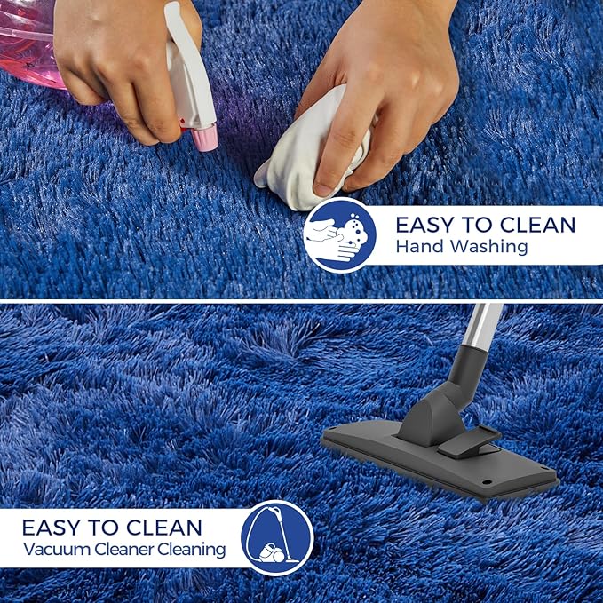 Ultra Soft Rug for Living Room,Blue Fluffy Shag Area Rug for Bedroom, Modern Shaggy Carpets Fuzzy Rug for Kids Boys Girls Dorm Nursery Home Decor Aesthetic, Upgrade Anti-Skid Durable, 3X4
