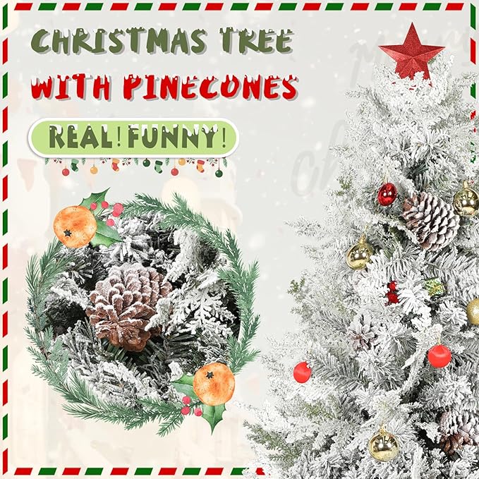 4ft Premium Hinged Artificial Holiday Christmas Tree for Home, Office, Party Decoration Snow Flocked Xmas Pine with 500 Branch Tips, Easy Assembly, Metal Hinges & Base (White)