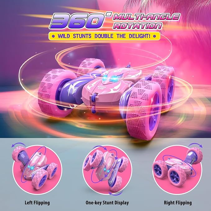 Remote Control Car, 4WD 2.4GHz Fast RC Cars with Wheel Lights, Toys for Age 3-12 Birthday Gifts Christmas Toys for 3-12 Year Olds, Type-C Charging Rechargeable