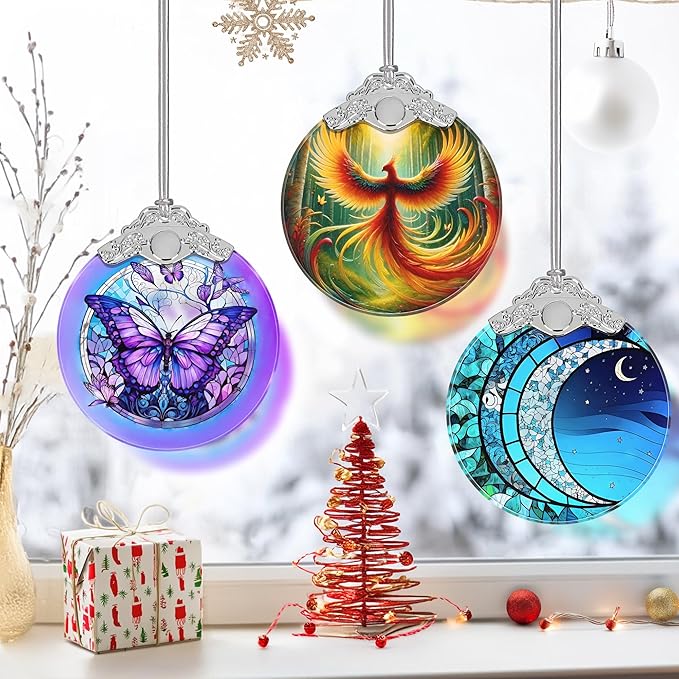 Phoenix Ornament, Christmas Ornaments, Christmas Decorations for Tree, Stained Glass Ornament, Heirloom Keepsake, Gift Exchange, Gift Ideas, Bauble Present - Phoenix in Full Wings