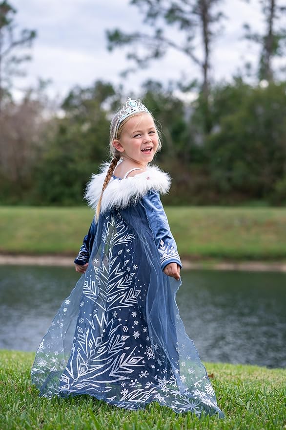 Snow Queen Princess Costumes for Girls Winter Warm Princess Dress Up for Halloween Christmas Cosplay Snow Party