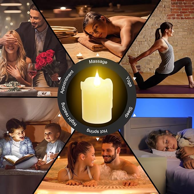 3 PCS Real Wax Rechargeable Flameless Warm White LED Candles,Remote Control,D2 x H4”,Brightness Adjustable Flickering Battery Operated Tea Lights Candles with timer,for Christmas, Wedding, Home Decor