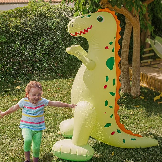 Float Joy Sprinkler for Kids Outdoor Play Water Sprinkler Inflatable 5.5ft Giant Dinosaur T-REX Great Gift for Kids and Adults Water Toy for Pool Party Decorations Summer Yard Party