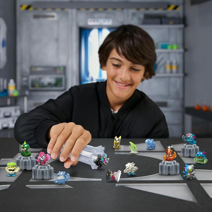 MRBEAST LAB Swarms Series 3, Hyper Fusion Series, 14 Pack Collectible Micro Beasts, 14 Collectible Stickers & 4 Fusion Caps to Build Out Your Own Septic Snow Globe