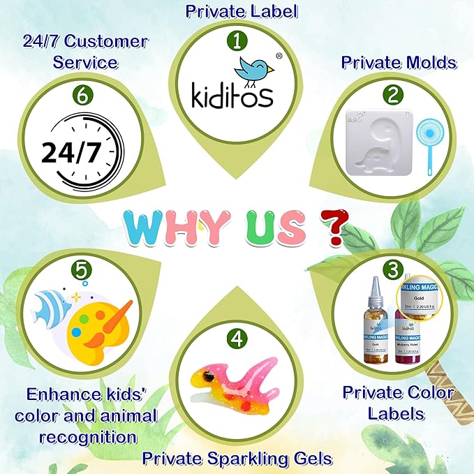 Kiditos Dinosaur Magic Water Elf Toy Kit,Aqua Fairy Water Gel Kit-20 Magic Gels&10 Molds-Make Your Own Water Pets&Squishy Toys–Fun Summer DIY Craft Kit,Birthday Gifts&Party Favors for Kids Ages 3+