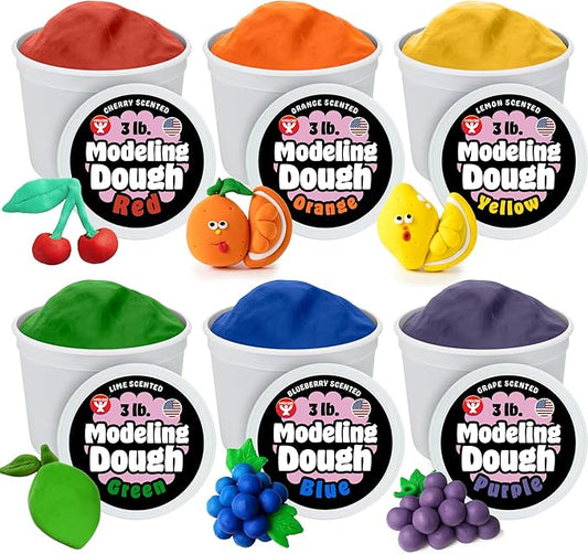 Hygloss Play Modeling Dough for Kids – Safe & Non-Toxic Sensory Dough for Arts and Crafts – 3 lb Tub – Play Clay for Toddler Activities, Preschool Classroom Must-Haves – 6 Assorted Colors, Scented