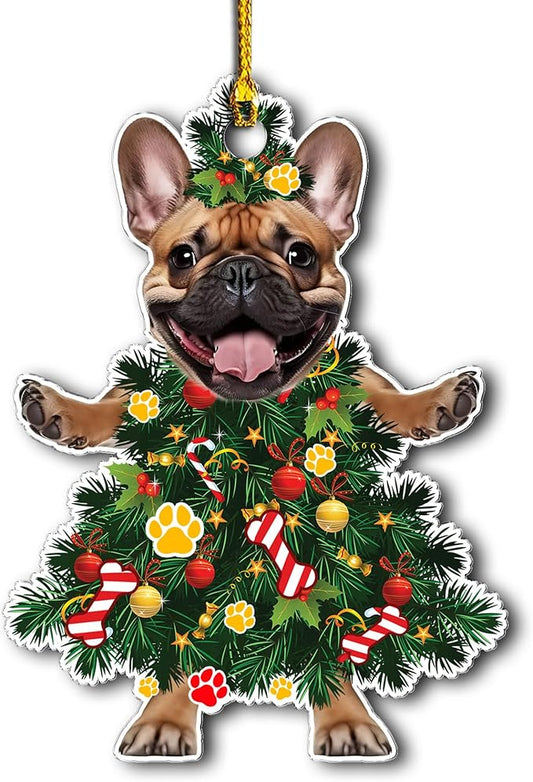 2025 French Bulldog Christmas Tree Ornament - Festive Holiday Hanging Decoration with Adorable Frenchie Dog - 2025 French Bulldog Christmas Tree Topper Hanging Ornament