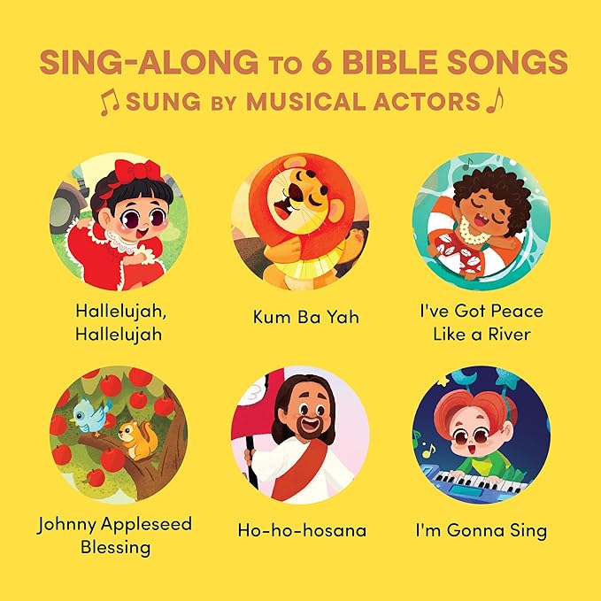 Praise The Lord Christian Sound Books for Kids - 6 Bible Songs - Christening, Baptism Gifts for Boys and Girls - Religious Toys, Interactive Music Books for Toddlers - Baby Dedication
