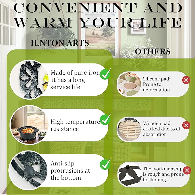 2 Pack Christmas Metal Trivets, Reindeer & Snowman Cast Iron Trivet for Hot Dishes, 7 Inch Heat Resistant Decorative Trivets, Kitchen Gift for Christmas