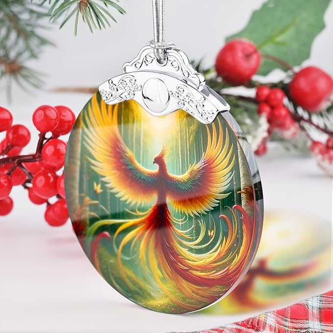 Phoenix Ornament, Christmas Ornaments, Christmas Decorations for Tree, Stained Glass Ornament, Heirloom Keepsake, Gift Exchange, Gift Ideas, Bauble Present - Phoenix in Full Wings