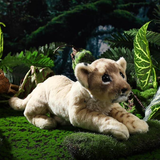 15 Inch Stuffed Animal Stuffed Tiger Leopard Lion Plush Toys Realistic Plush Gifts Wild Animal Toys Jungle Animals for Boys Girls Birthday Parties Gift(Lion)