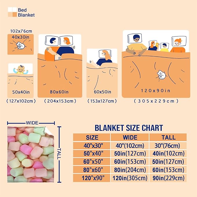 Marshmallow Candy Blanket Fleece Lightweight Throws Gift for Birthday Christmas Soft Flannel Blankets for All Season Bed Sofa King-90"x120"