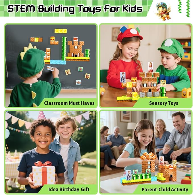 54 Pcs Magnetic Blocks-Building Blocks Games Elements,Magnetic Cubes Toys for Boys & Girls Ages 3-5 5-7 6-8,Creative Montessori Sensory Toys,Fun Birthday Gift for 3+ Years Old
