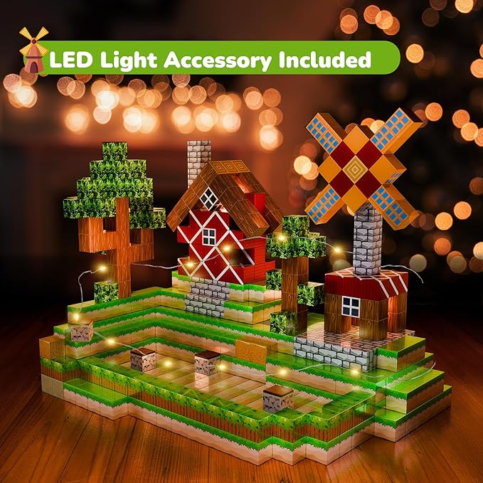 Magnetic Blocks 110PCS with 6 Animal Toys, Farm Building Blocks Set, Toys for Boys & Girls Age 4-6, 6-8, Stacking Building for Toddlers Sensory for Kids 3+