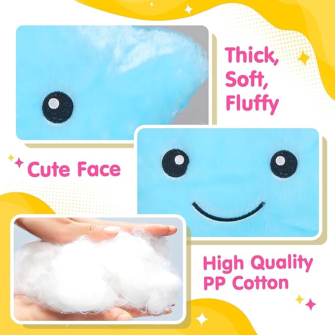 WEWILL 13'' Creative Twinkle Star Glowing LED Night Light Plush Pillows Stuffed Animals Toys Birthday Christmas Holiday Valentines Gifts for Toddlers Girls(Blue)