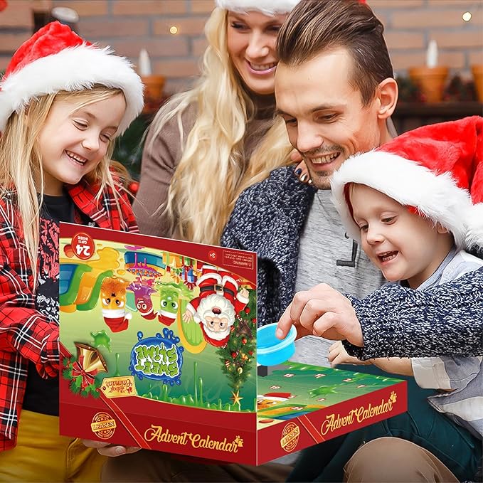 Advent Calendar 2025 Slime Christmas Countdown Calendars 24 Days of Surprises with DIY Clay Fluffy Slime Kit Gifts for Toddler Kids Boys Girls 4 5 6 7 8 9 10 11 12 Year Old Classroom Prizes