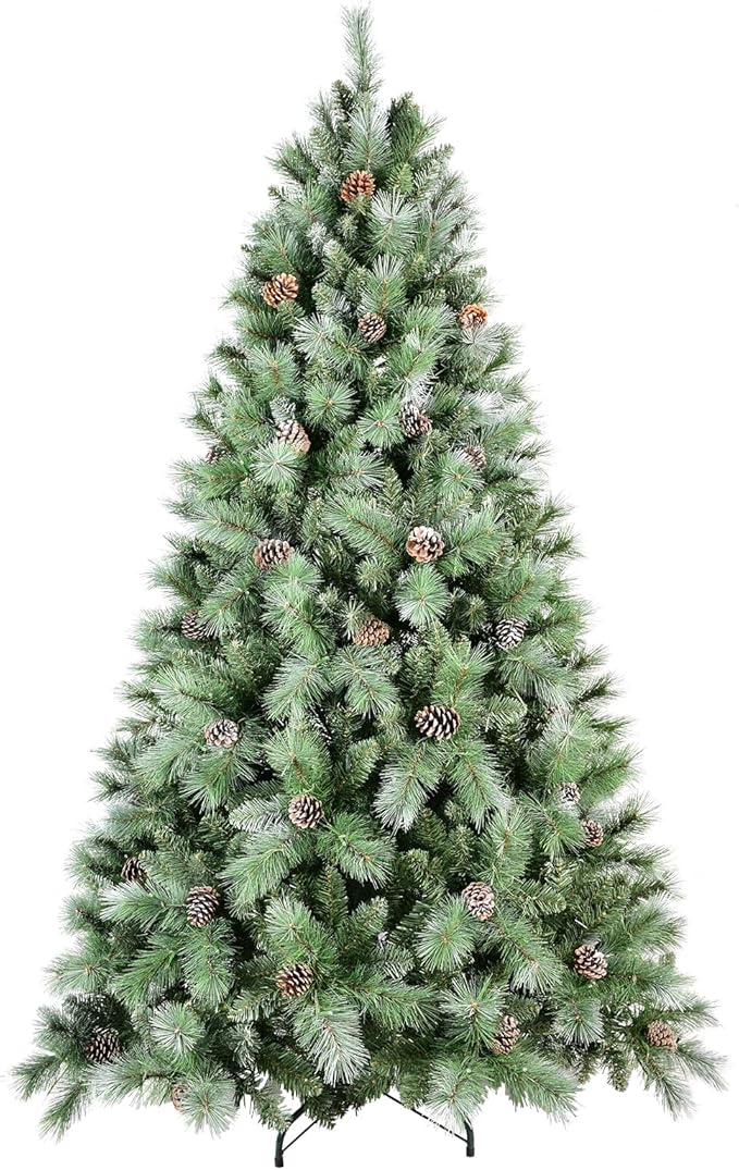 Christmas Tree 9ft, PLuxury Pine Needle -Premium Christmas Trees Flocked Trees - Artificial Xmas Tree