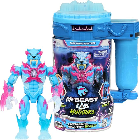 MRBEAST LAB Hyper Fusion Mutators, Experiment & Create The Lightning Panther, Add Mutation Fluid, Press The Fingerprint Scanner & Reveal The Panther, Over 20 Points of Articulation, Collect All 3