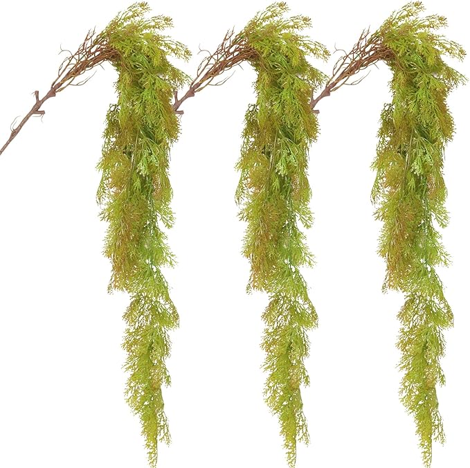 RECUTMS Christmas Artificial Plants Ferns Fake Vines Hanging Ivy Decor Plastic Greenery for Wall Indoor Outdoor Baskets Wedding Garland Pack of 3 (Autumn)