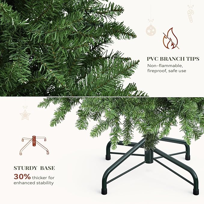 YITAHOME 6ft Prelit Green Artificial Christmas Tree with Remote Control, Pre-Lit Christmas Tree with Multicolor Lights and 11 Light-Modes, Green Bell