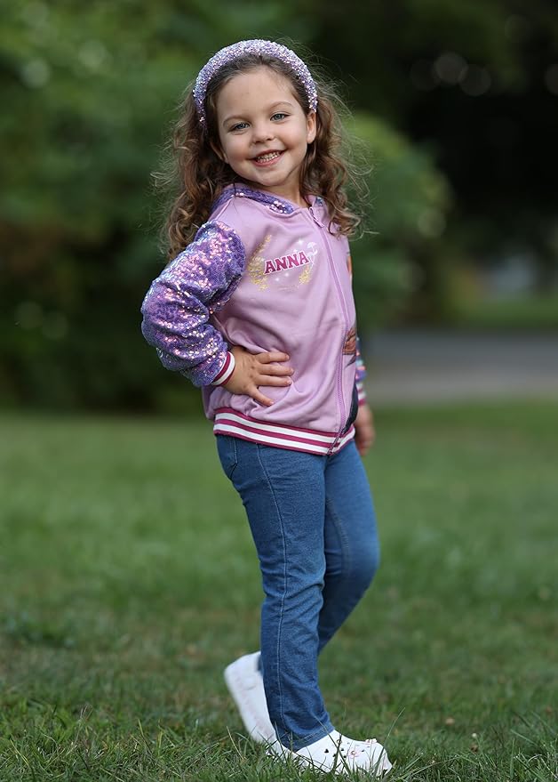 Disney Frozen Elsa Stitch Minnie Mouse Toddler Girl Jacket Sequin Zipper Hoodie Sweatshirt Coat Birthday Clothes 3-13 Years