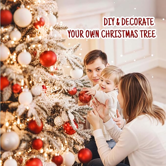 9ft Pre-Lit Snow Flocked Rotating Christmas Tree with 600 Multi-Color LED Lights, 2512 PE & PVC Tips - Realistic Artificial Tree for Holiday Decor