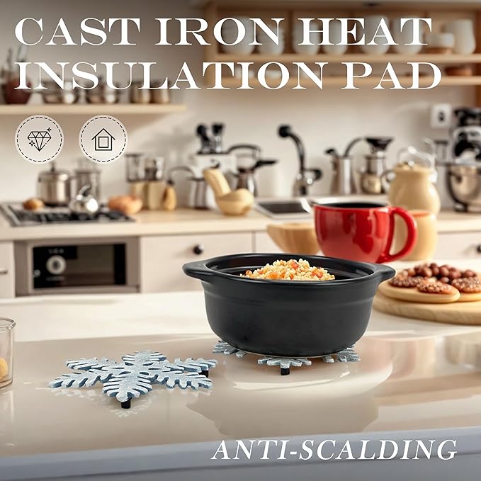 2 Pack Snowflake Metal Trivets, Heat Resistant Cast Iron Trivet, Decorative Christmas Trivets for Holiday & Christmas Decorations for Kitchen