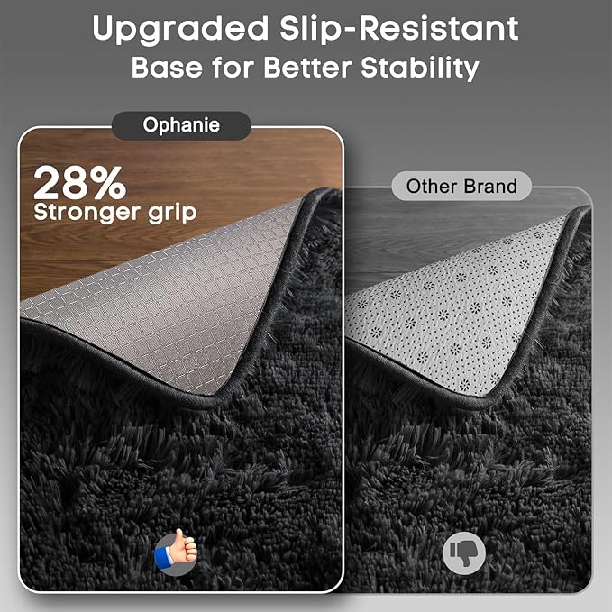 Ophanie 3x5 Black Rugs for College Dorm, Bedroom Small Area Rug, Non-Slip Fluffy Shaggy Bedside Soft Shag Fuzzy Plush Carpet for Kids Boys Teen Home Decor Aesthetic, Nursery