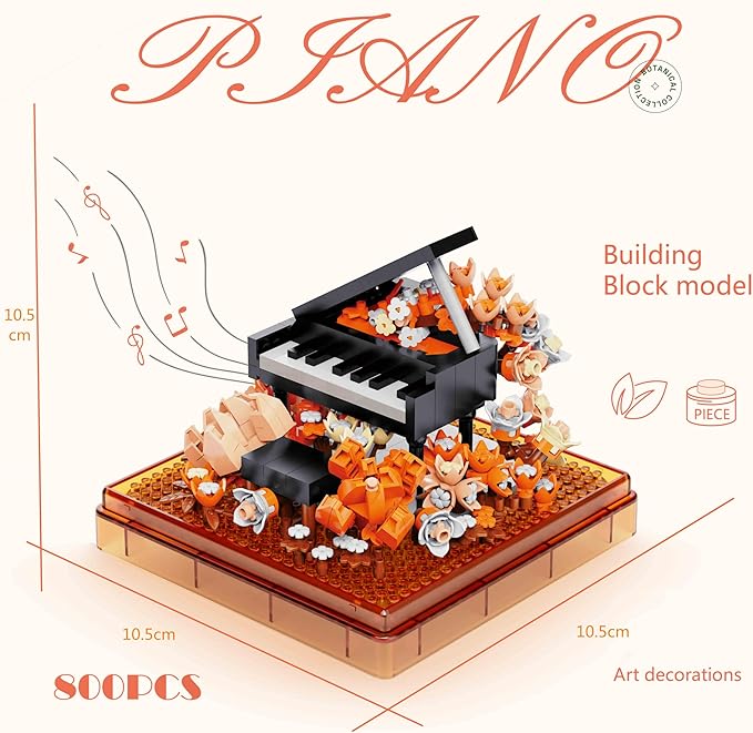 Musical Instruments Micro Blocks Building Sets,Classical Famous Building Block Set,1500 PCS for Adults and Kids,Piano and Saxophone with Clear Plastic Cover