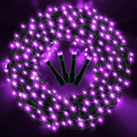 AmyHomie Purple Halloween Lights, 108Ft 300LED Halloween String Lights, 8 Modes Waterproof Fairy String Lights for Outdoor & Indoor Home Patio Garden Party Wedding Decor