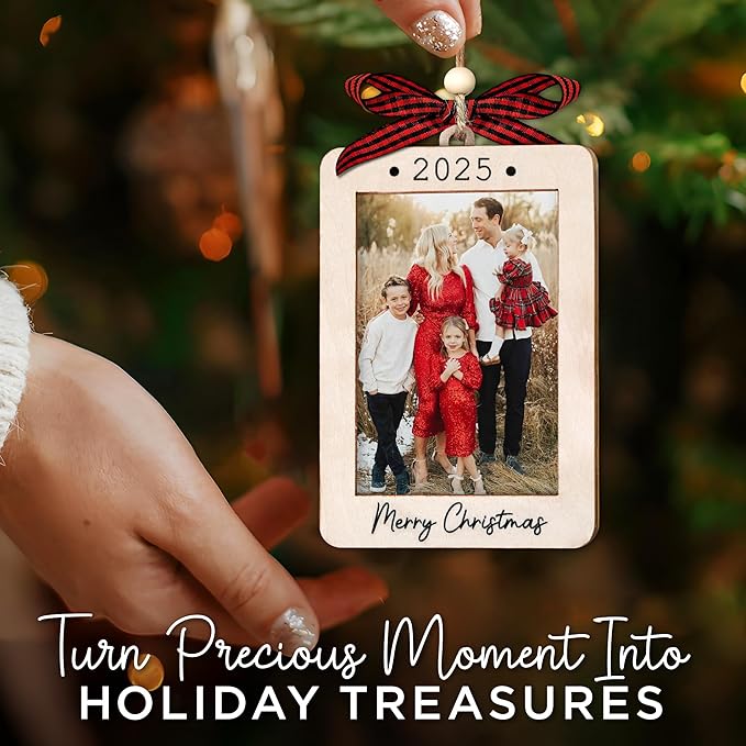 2025 Christmas Ornament Picture Frame - Family Photo Frame Ornaments - Picture Frame Ornament For Tree - Merry Christmas Ornaments With Picture Insert - Christmas Gift For Family, Friends