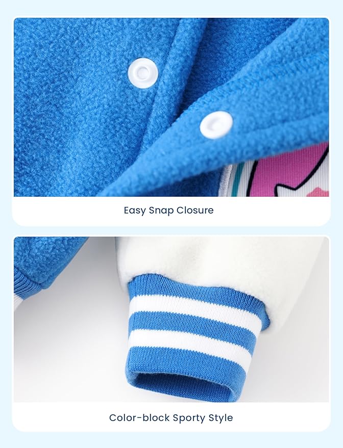 Disney Minnie Mickey Stitch Princess Frozen Elsa Marvel Jacket Lightweight Coat Button up Color Block Sweatshirt 2-14 Years