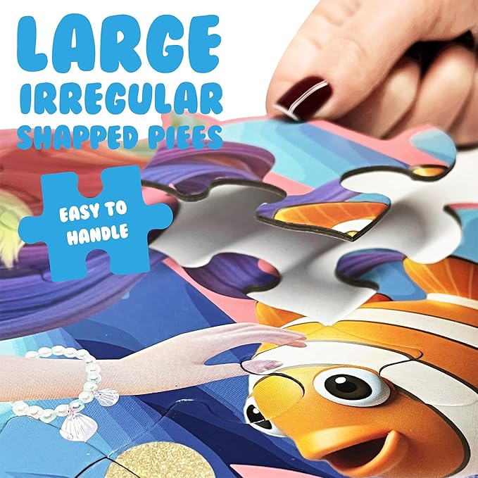 MOMO&LYCHEE Mermaid Floor Puzzles,46 Pieces Jigsaw Puzzles for Kids Ages 4-6,Large Puzzles for Toddler Mermaid Toys for Girls