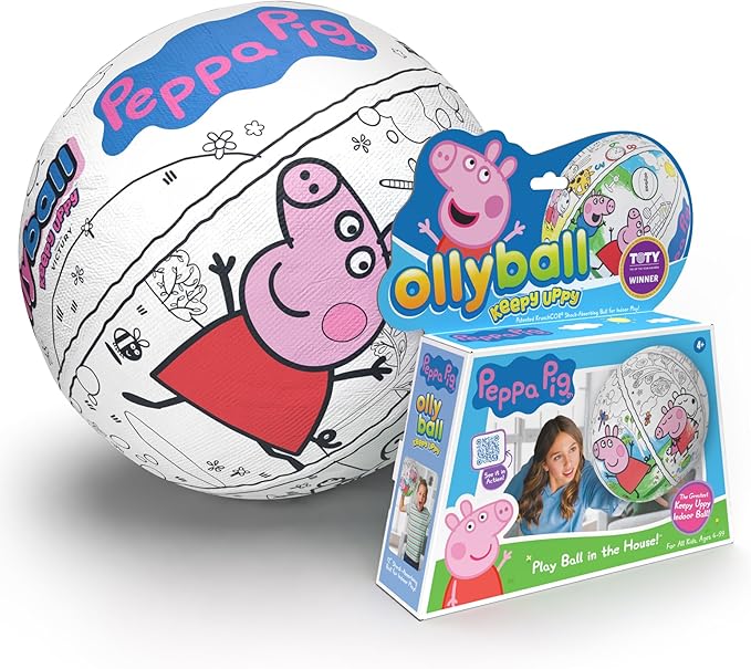 Ollyball Peppa Pig - Toy of The Year Indoor Colorable Kickball - Gifts for Kids and Adults to Play Ball in The House