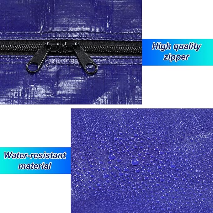 Windyun 4 Pack 57 Gallon Extra Large Storage Bags XXL Moving Bag with Zipper Handle Heavy Duty Jumbo Big Tote Box for Halloween Skeleton 4-12 Feet Christmas Tree Storage College Dorm Cloth (Navy Blue)