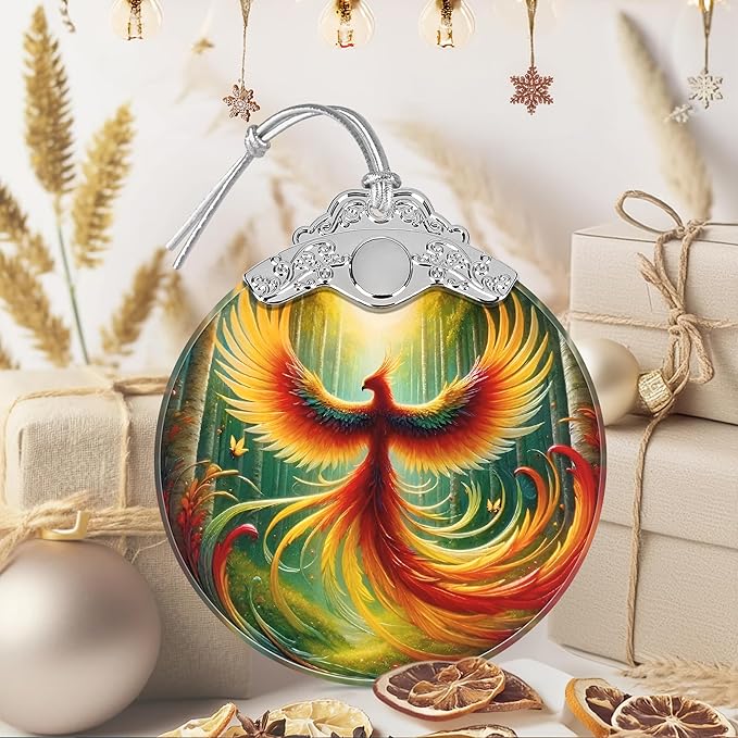 Phoenix Ornament, Christmas Ornaments, Christmas Decorations for Tree, Stained Glass Ornament, Heirloom Keepsake, Gift Exchange, Gift Ideas, Bauble Present - Phoenix in Full Wings
