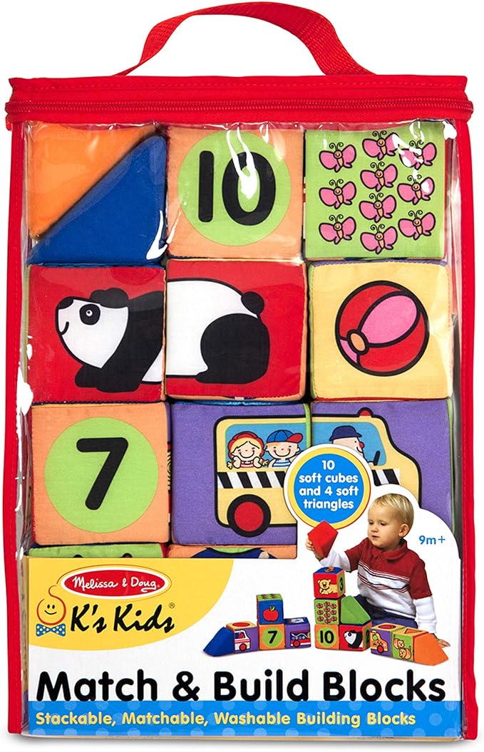 Melissa & Doug K's Kids Match and Build Soft Blocks Set