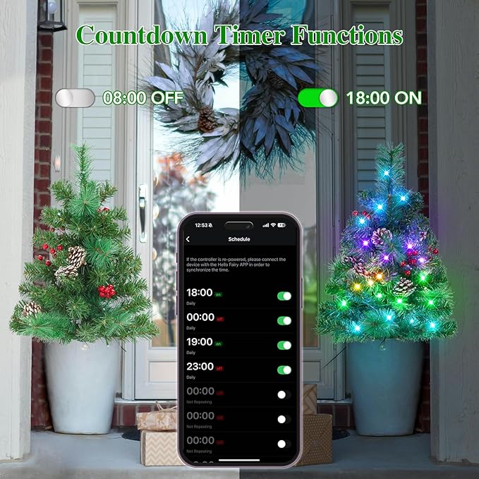 2 Pack of 28 INCH Pre-Lit Artificial Pathway Christmas Trees,Outdoor Christmas Tree for Porch,Yard,Driveway,Lighted Christmas Tree with Pine Cones,Red Berries and Red Ornaments Home Decoration