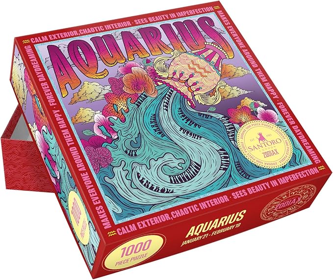 Zodiax - 1000 Piece Jigsaw Puzzle - Aquarius - Fun Birthday Gift For Kids, Adults | Astrology Gifts for Women and Men | Zodiac Horoscope Puzzle