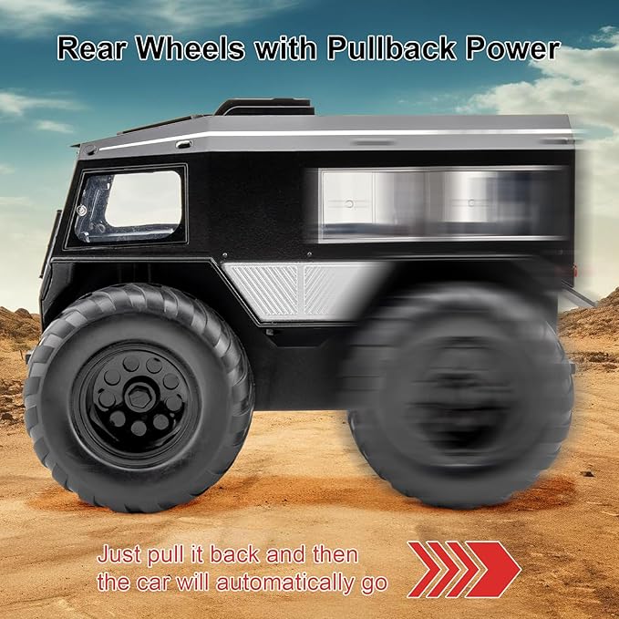 1:24 Sherp All Terrain Off Road Vehicle Diecast Car Model, Collecting Diecast Pull Back Beach Motorcycle Toys Car for Kids Boys Girls (Black)