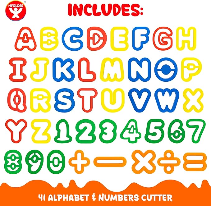 41-Piece Alphabet Cutters Set – ABC Letter and Number Mold Kit with Bright Colors – Educational Clay and Dough Tools & Accessories for Learning – Arts & Crafts for Kids Ages 2-4 – Strong and Durable