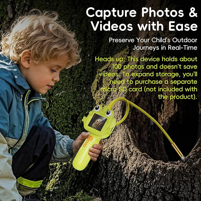 Borescope Camera Toy with Light for Kids - STEM Science Educational Toy for 4 5 6 7 8 9 10 Years Old Boys Girls Birthday Gift, Snake Scope Camera for Outdoor Camping Nature Exploration