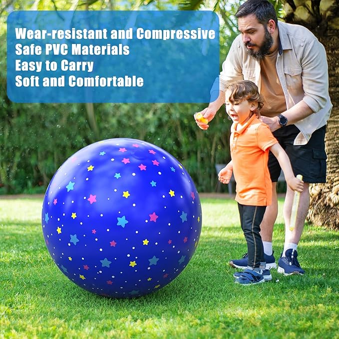 Large Beach Balls, Blue and Black Beach Balls Diameter 24inch for Kid Perfect for Summer Water Games and Hawaiian Themed Parties Inflatable Big Beach Balls(2 Pack)