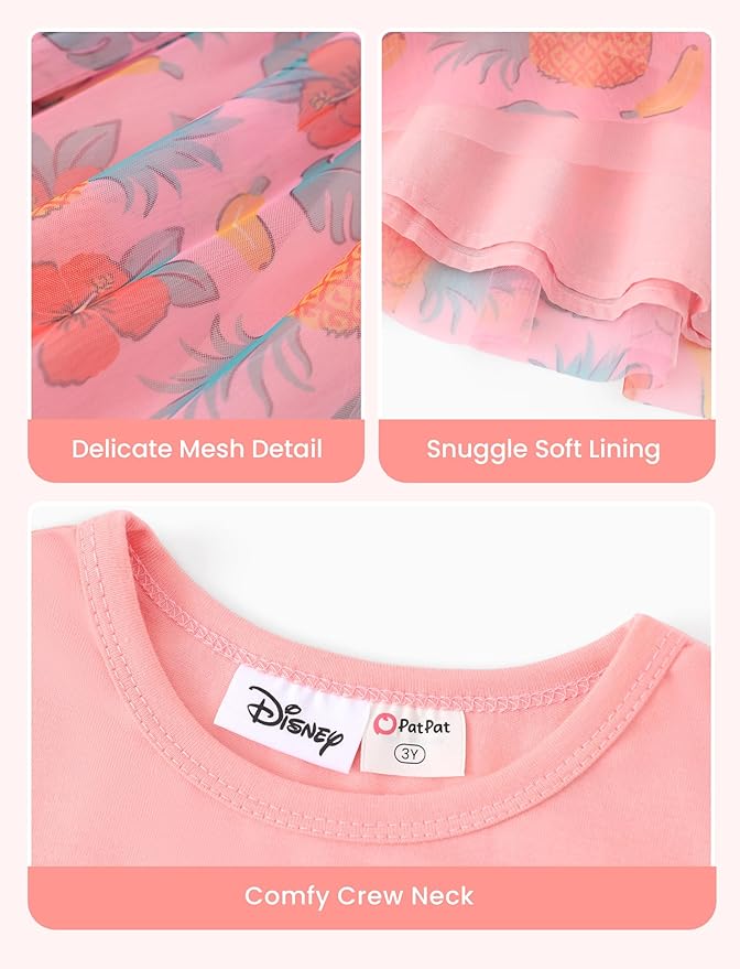 Disney Frozen Elsa Princess Cinderella Ariel Jasmine Rapunzel Baby/Toddler Dress, Ruffle Long-Sleeve Mesh Overlay Tulle Dress