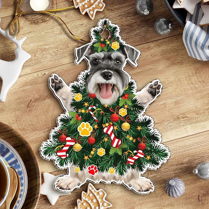 2025 Schnauzer Dog Christmas Tree Ornament - Festive Holiday Acrylic Hanging Decoration with Adorable Schnauzer Dog