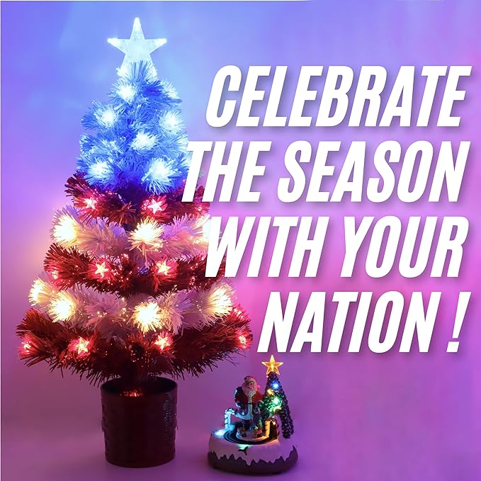 Christmas Concepts® 36" Fibre Optic LED American Flag Christmas Tree - USA Red, White & Blue Christmas Decorations - Indoor & Outdoor Use