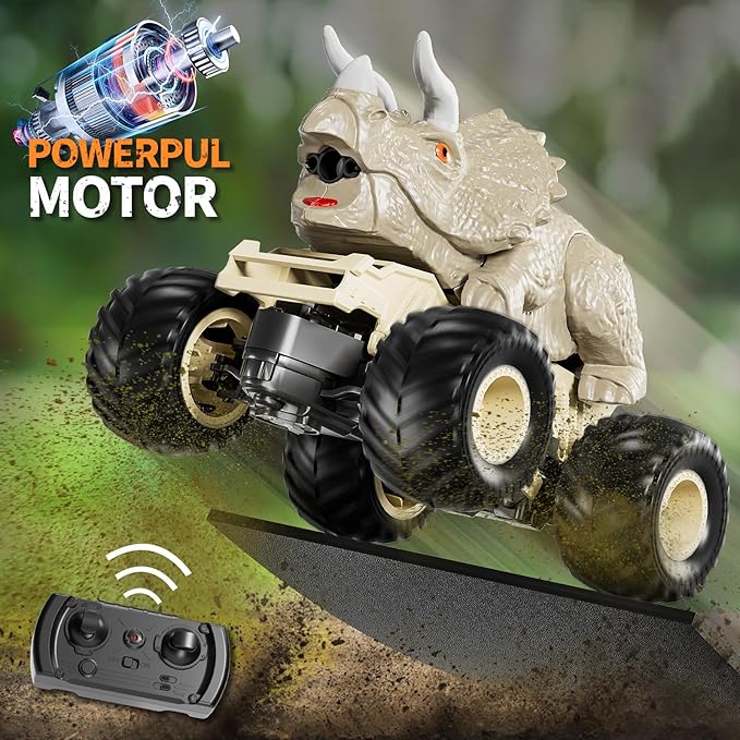 2.4GHz Remote Control Dinosaur Car Toys Gifts for 3 4 5 6 Year Old Boys Kids, Remote Control Dinosaur Car Trucks Toys for Kids Boys 3-5 4-7 8-12, Dinosaur Toys for 3 4 5 Year Old Boys